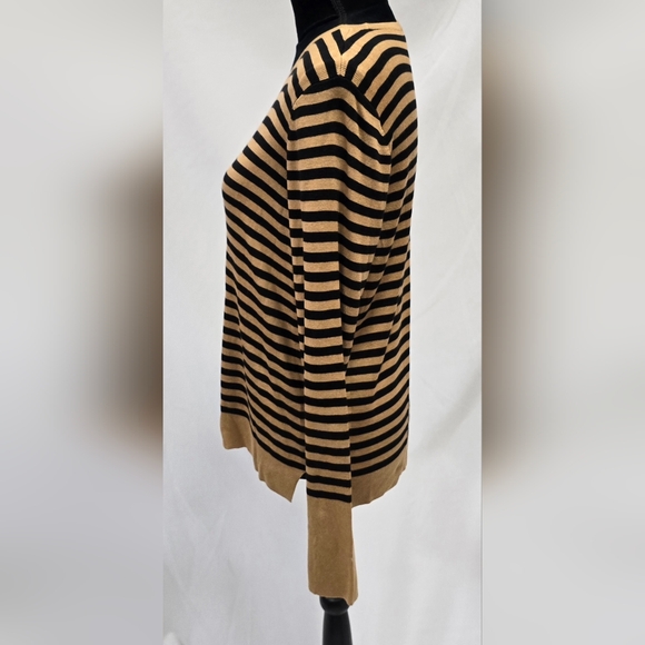 Eileen Fisher women M round neck sweater silk blend preppy striped french career - Picture 7 of 11